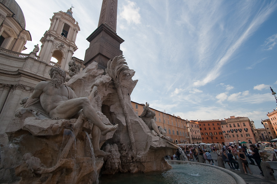 IMG_1840 --- 17:36 04.09 --- piazza Navona, fontana dei Fiumi, fontána 4 řek